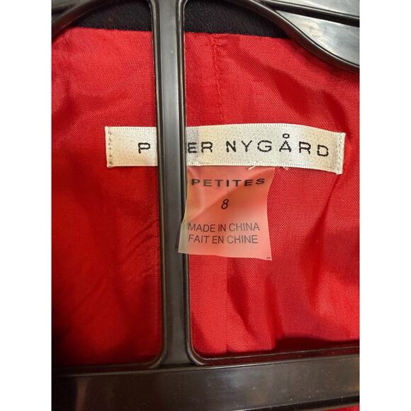 Peter Nygard Red 2 Pc Suit Black Trim Sz 8p Holiday Party Unique Festive - Picture 4 of 7